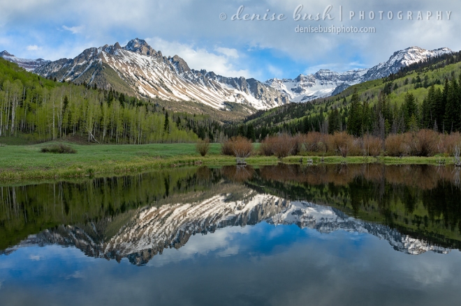 Mount Sneffels' beauty is doubled in this beaver pond reflection photo.