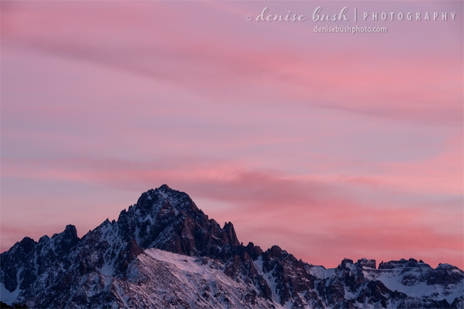 Mount Sneffels peak is looking rosy in this colorful sunset shot.
