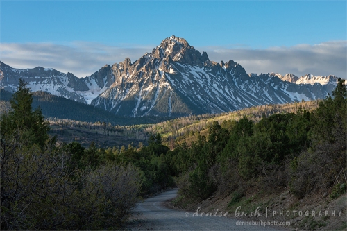 A winding road climbs before ending up at the trailhead that leads to Mount Sneffels of the San Juans.