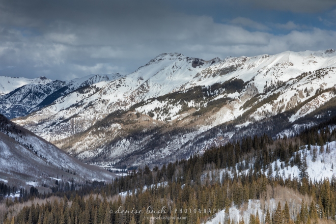 Looking north to the town of Ouray from the Million Dollar Highway is a beuatiful sight in every season.